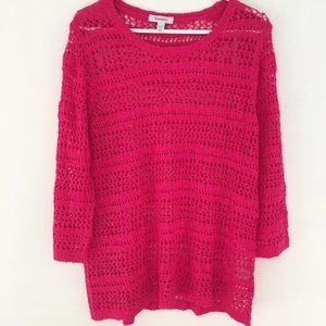 Dressbarn crochet knitted pink sweater plus size.
